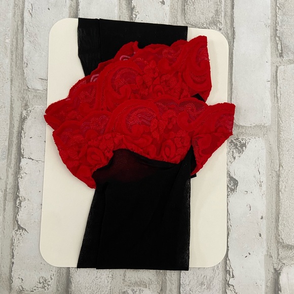 Fredericks of Hollywood red lace trim thigh high - Picture 2 of 3